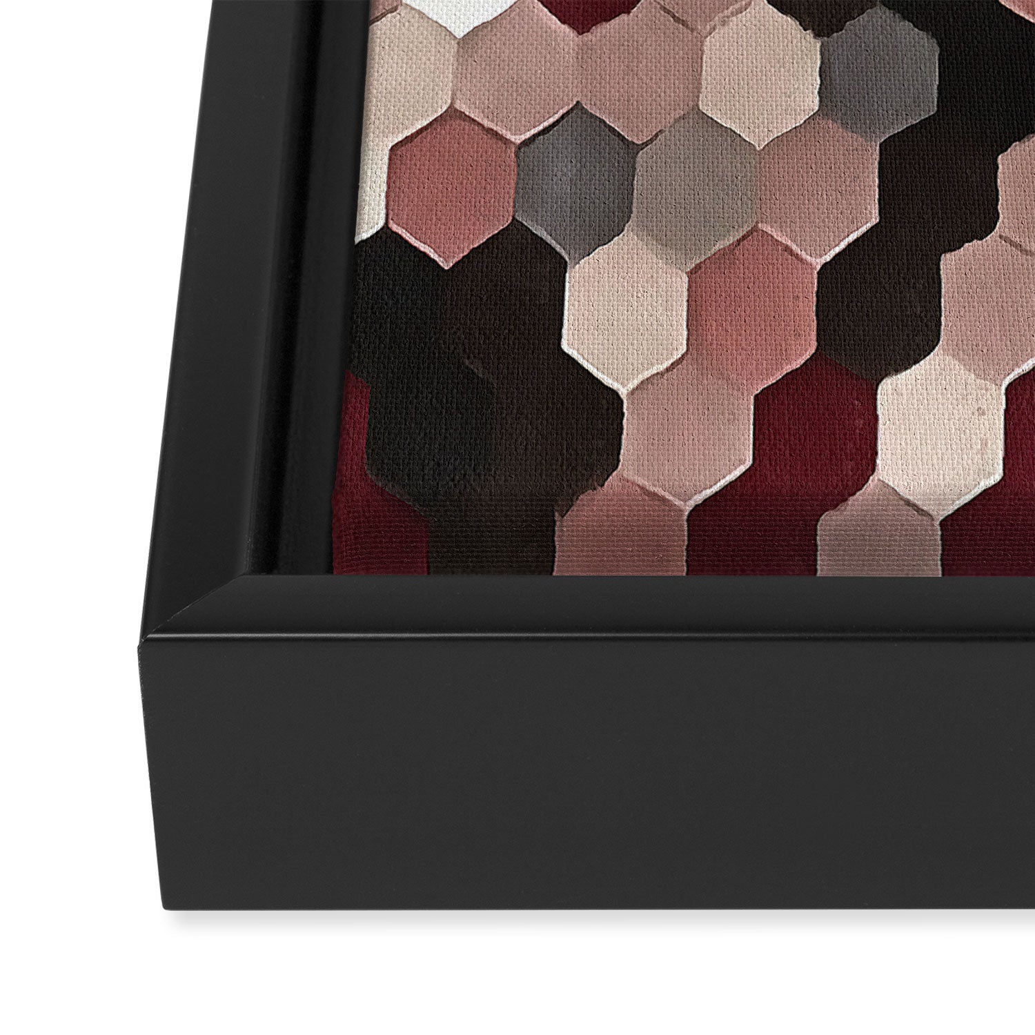 Hexagon Pattern In Gray and Burgundy Autumn Colors Framed Canvas Print Gallery Image 3