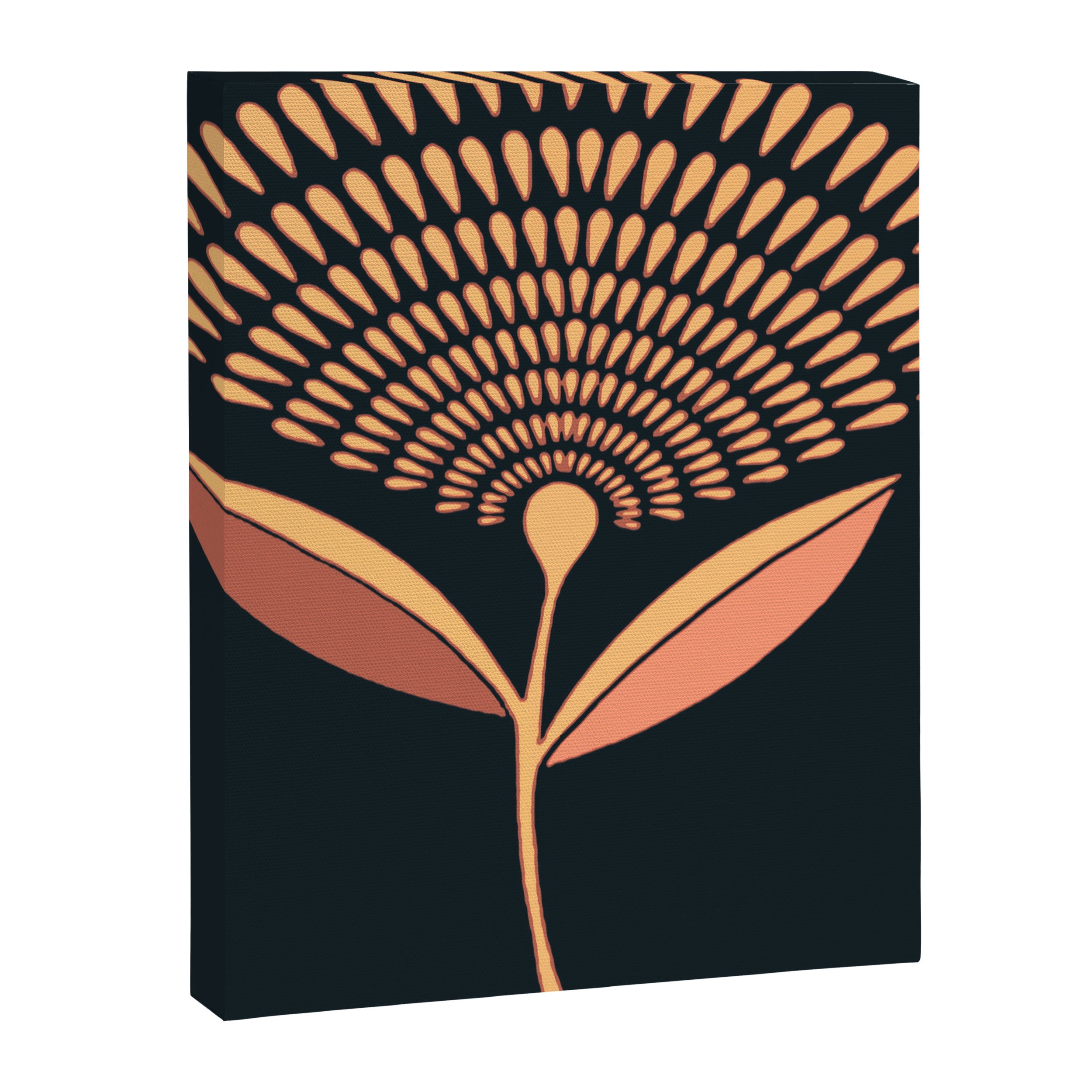 Mid Century Modern Dandelion Seed Head In Coral and Pink Canvas Print Gallery Image 8