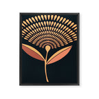 Mid Century Modern Dandelion Seed Head In Coral and Pink Framed Canvas Print Gallery Image 8