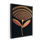 Mid Century Modern Dandelion Seed Head In Coral and Pink Framed Canvas Print Gallery Image 2