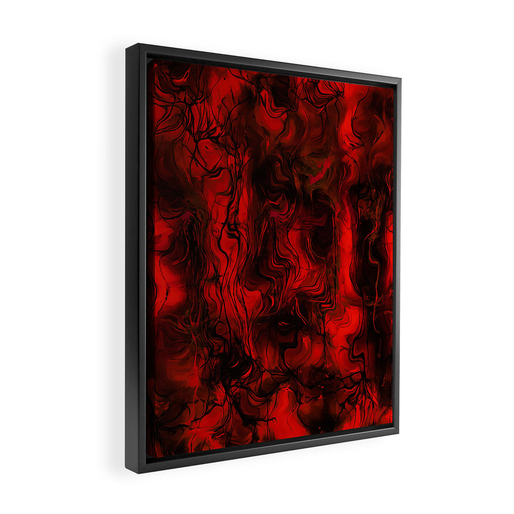 Nervous Energy Grungy Abstract Art  Red And Black Framed Canvas Print Gallery Image 2