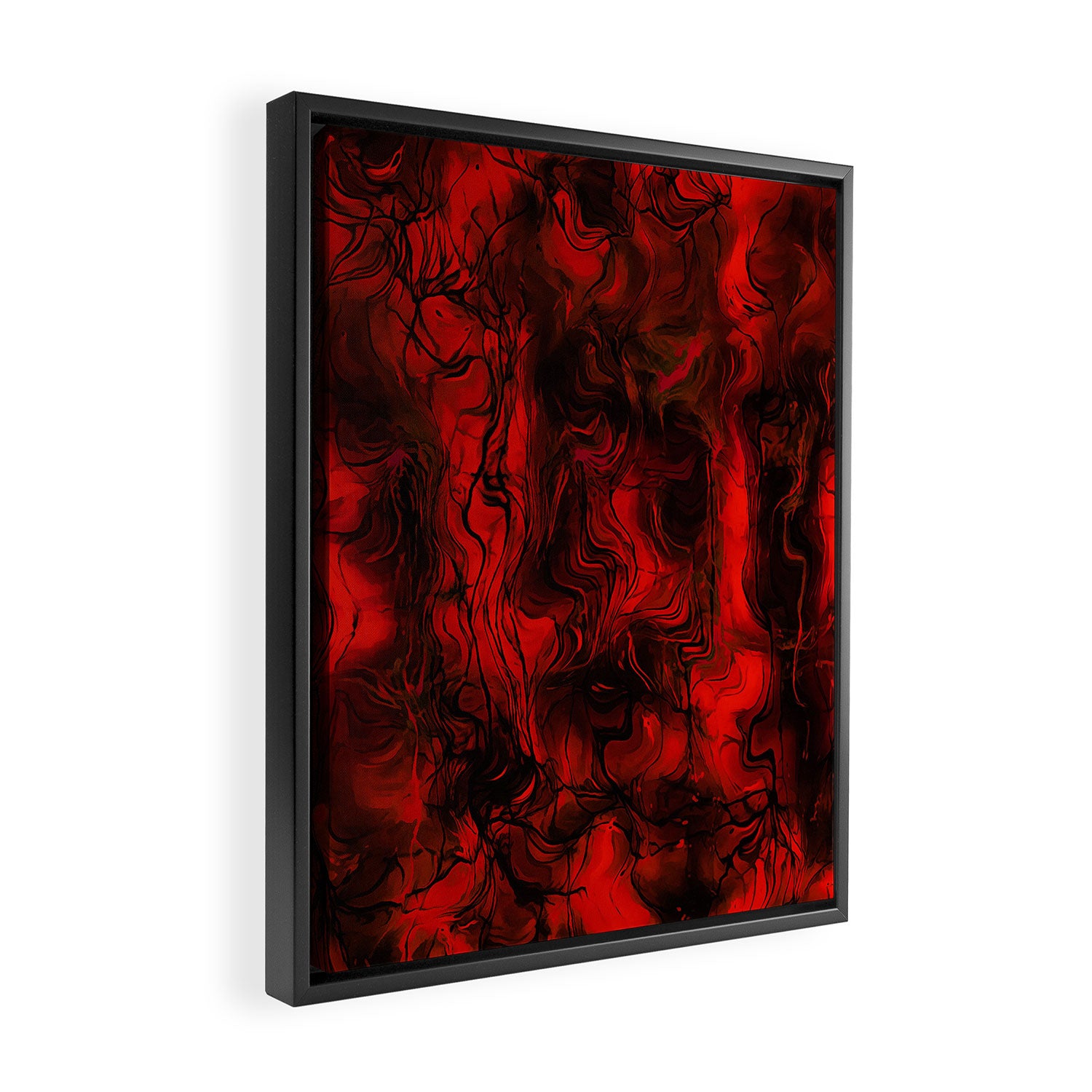 Nervous Energy Grungy Abstract Art  Red And Black Framed Canvas Print Gallery Image 2