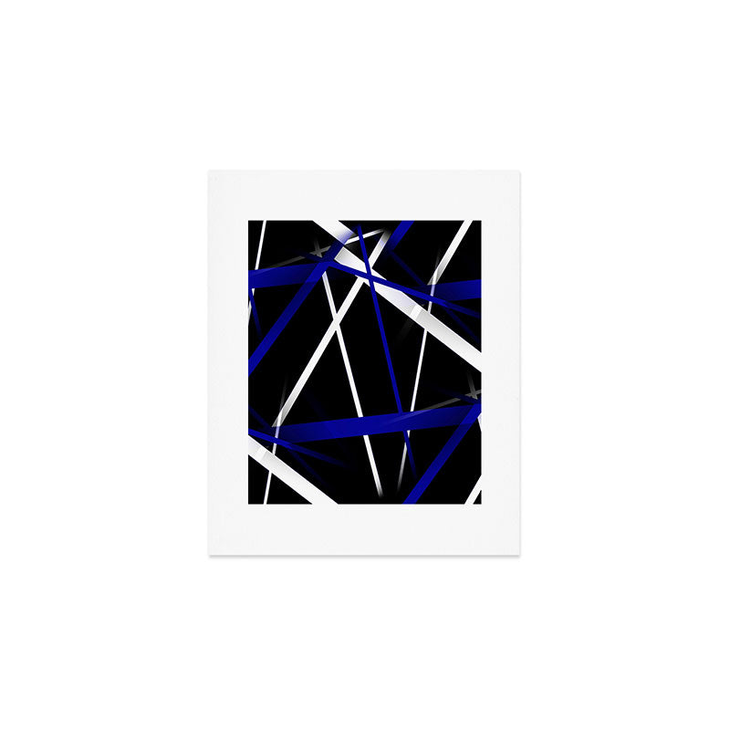 Seamless Abstract Royal Blue and White Lines Art Print Gallery Image 1