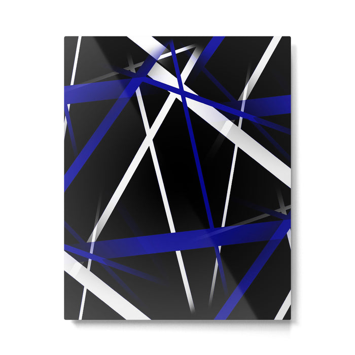 Seamless Abstract Royal Blue and White Lines Metal Print Gallery Image 1