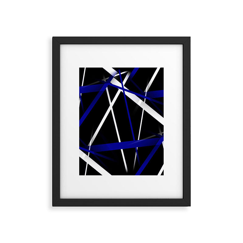 Seamless Abstract Royal Blue and White Lines Framed Art Print Gallery Image 6