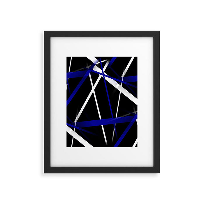 Seamless Abstract Royal Blue and White Lines Framed Art Print Gallery Image 1