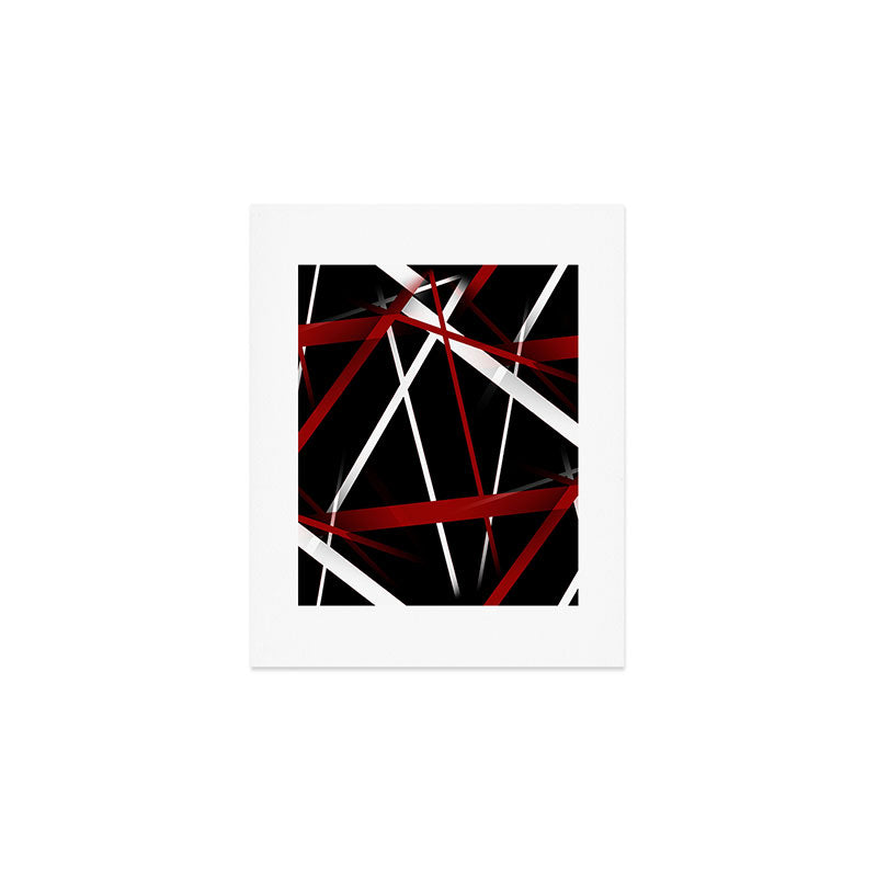 Seamless Red and White Stripes on A Black Background Art Print Gallery Image 1