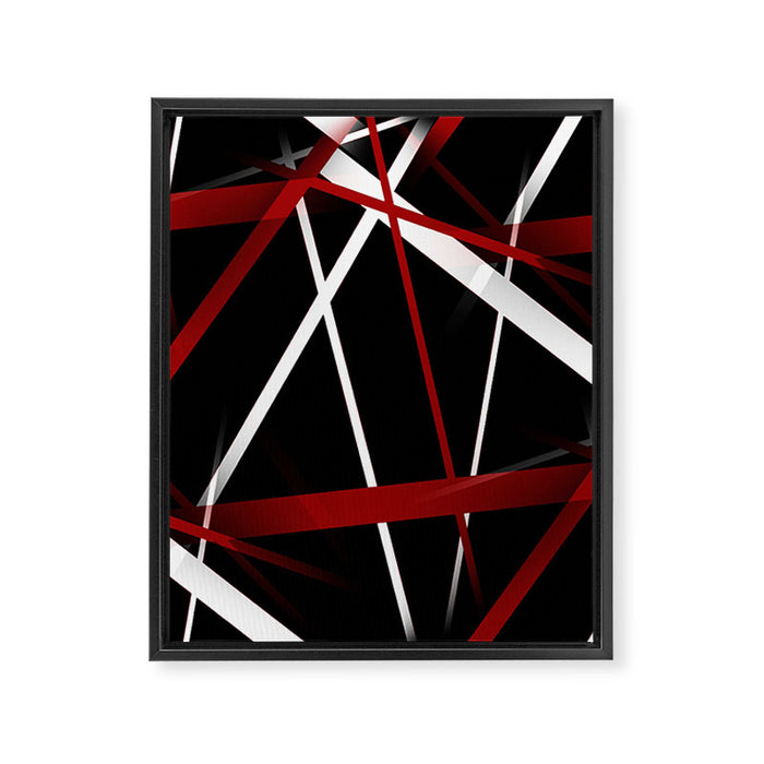 Seamless Red and White Stripes on A Black Background Framed Canvas Print Gallery Image 1
