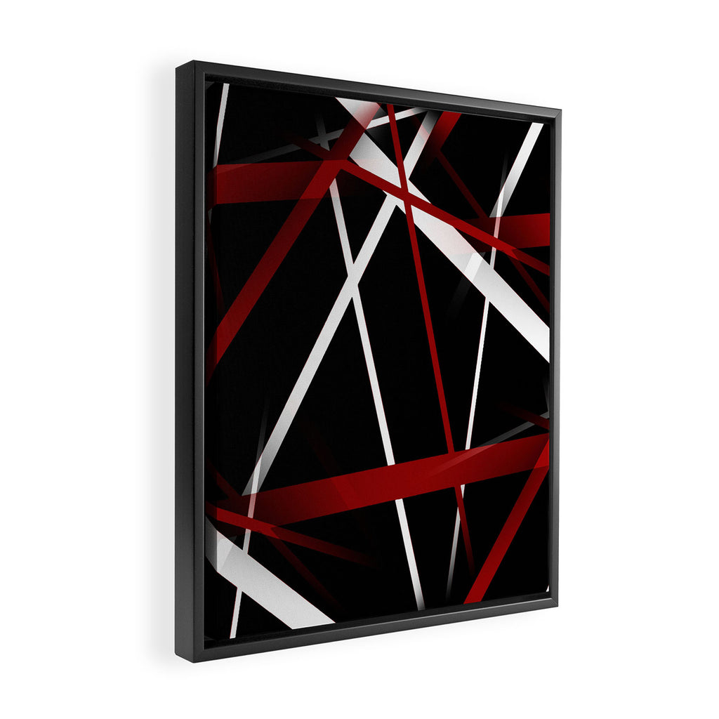 Seamless Red and White Stripes on A Black Background Framed Canvas Print Gallery Image 2