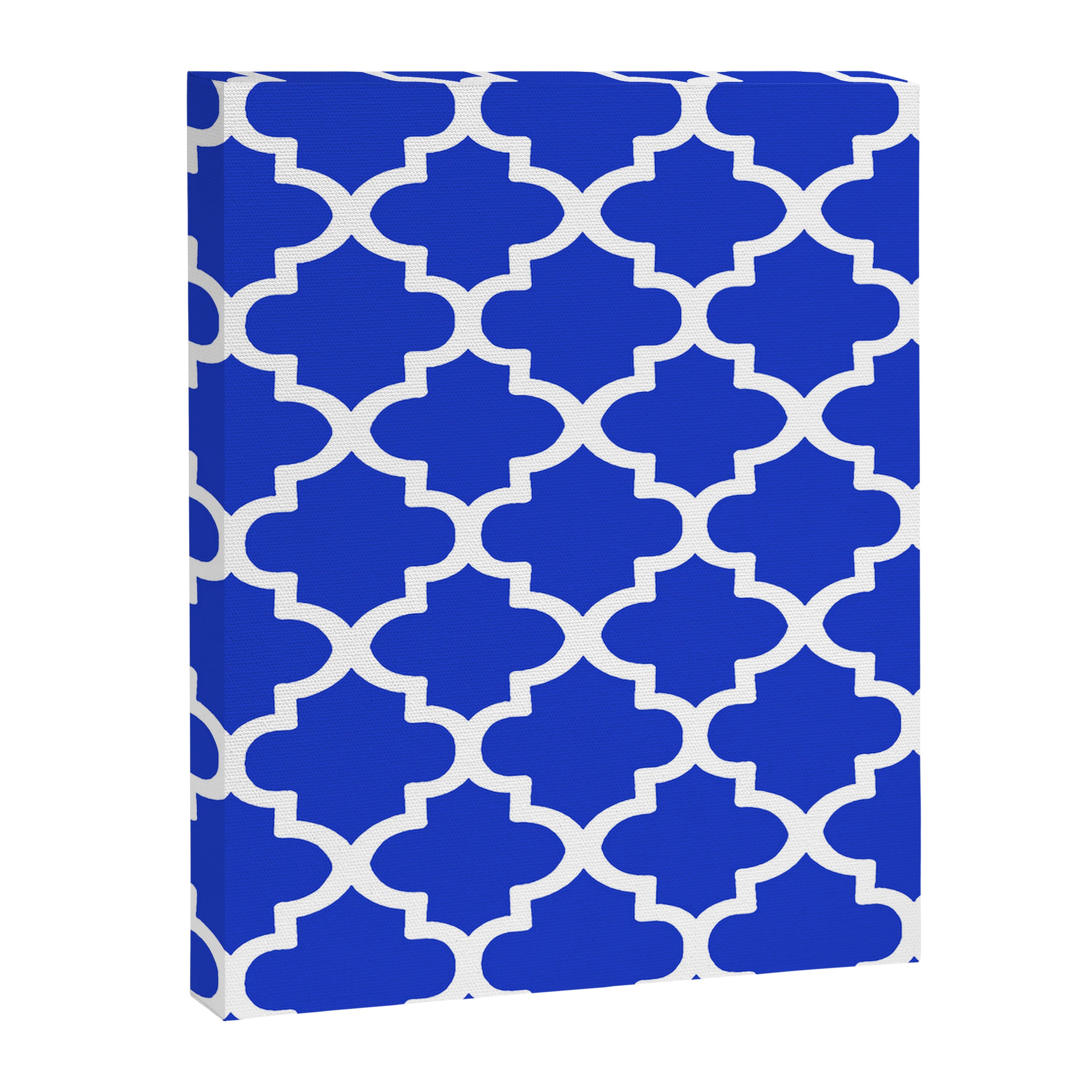 White Quatrefoil Pattern Outline With Royal Blue Background Canvas Print Gallery Image 8