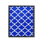 White Quatrefoil Pattern Outline With Royal Blue Background Framed Canvas Print Gallery Image 8