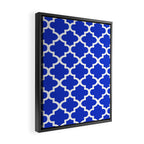 White Quatrefoil Pattern Outline With Royal Blue Background Framed Canvas Print Gallery Image 2