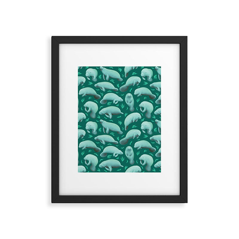manatees (teal) Framed Art Print Gallery Image 6