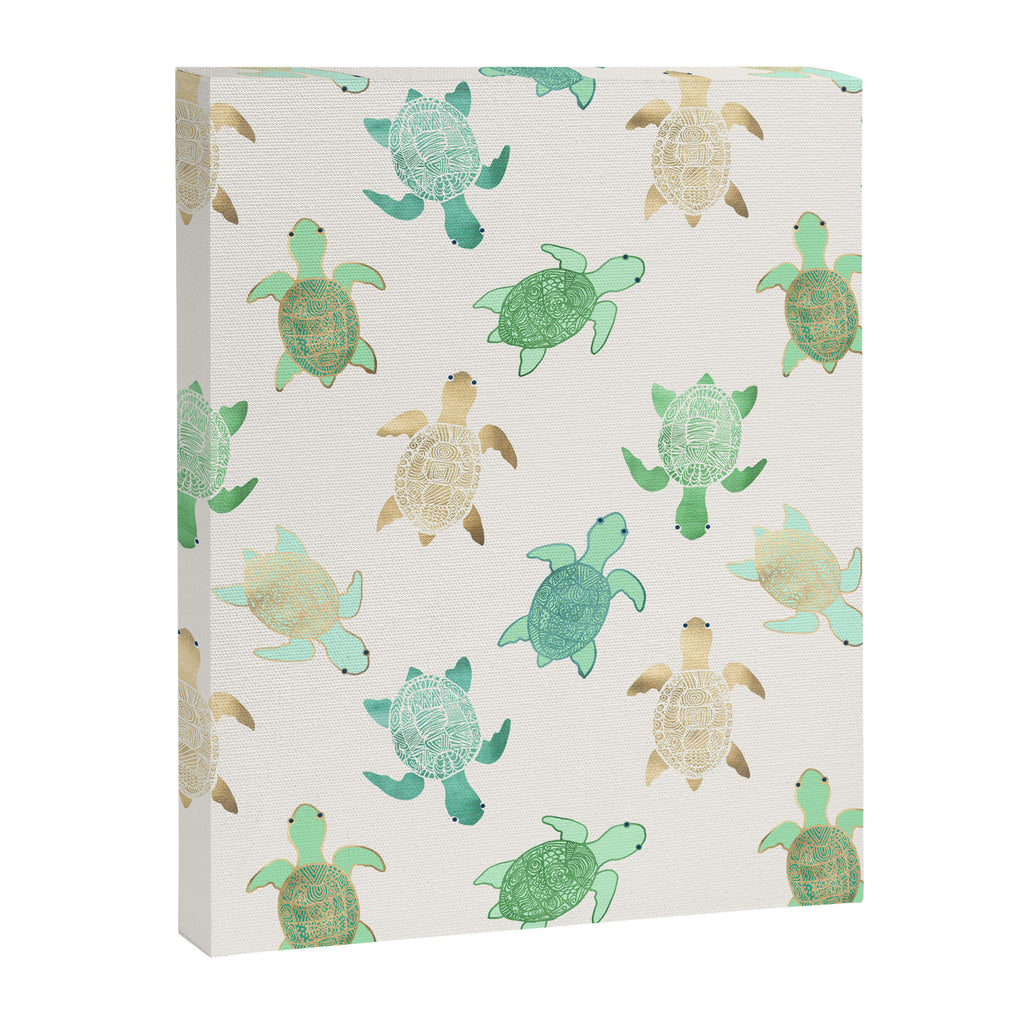 Gilded Jade & Mint Turtles Canvas Print Gallery Image 6