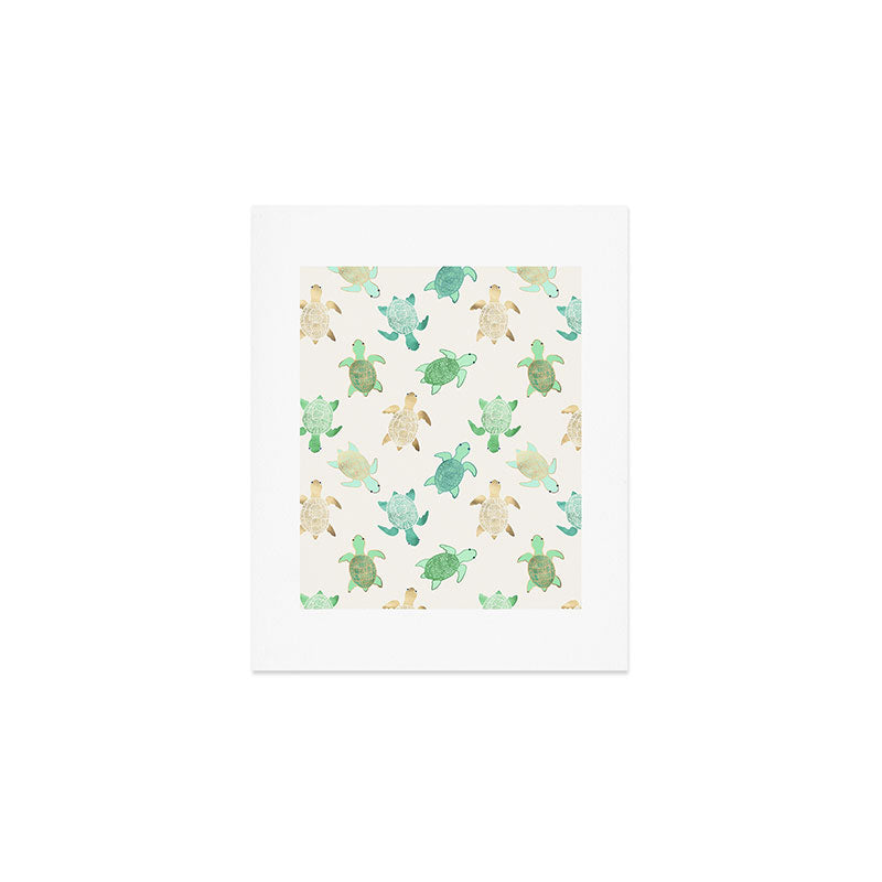 Gilded Jade & Mint Turtles Art Print Gallery Image 1