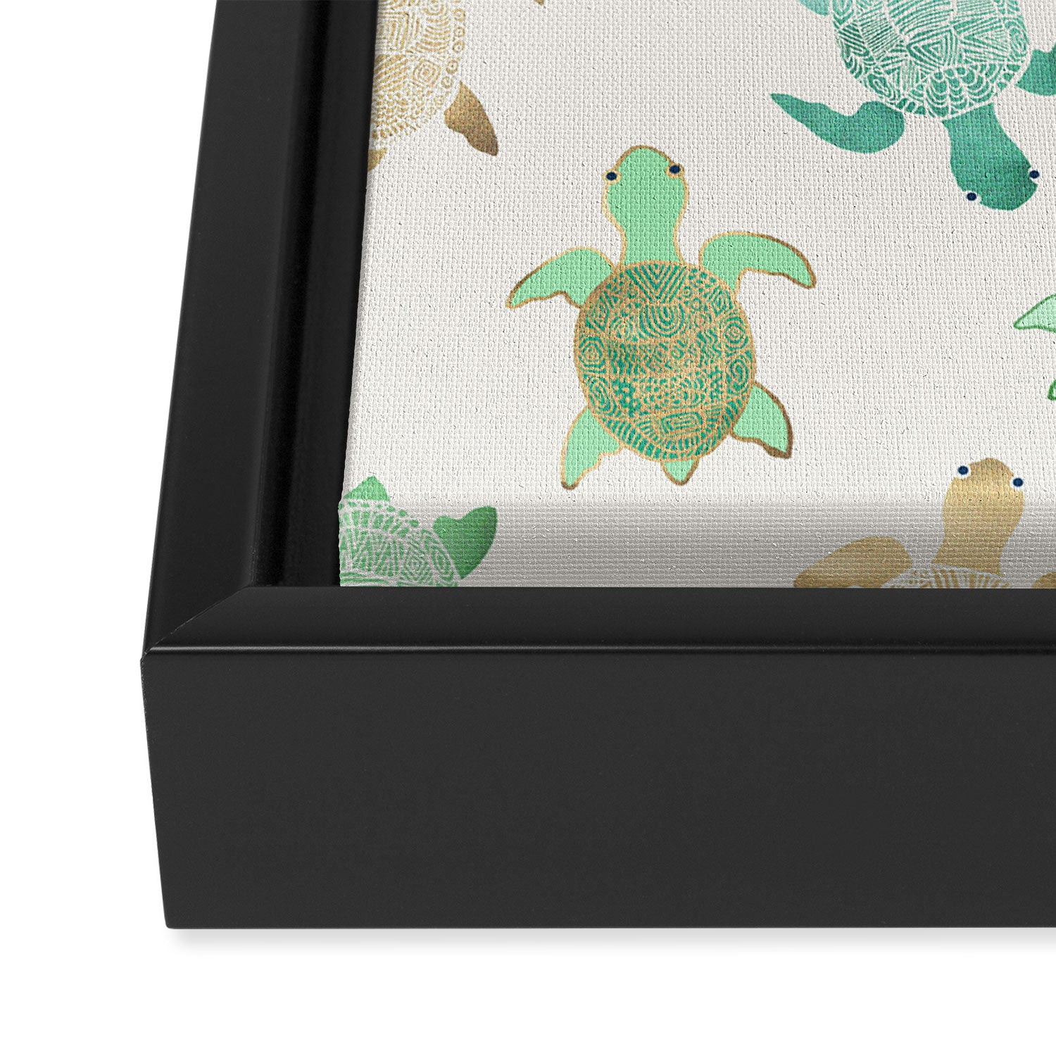 Gilded Jade & Mint Turtles Framed Canvas Print Gallery Image 3