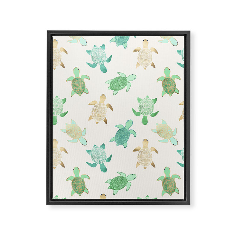 Gilded Jade & Mint Turtles Framed Canvas Print Gallery Image 6