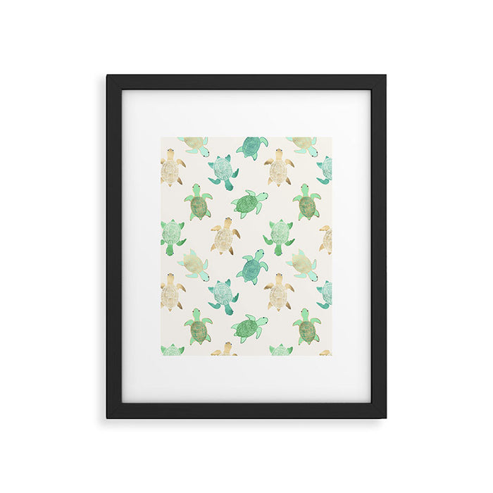 Gilded Jade & Mint Turtles Framed Art Print Gallery Image 1