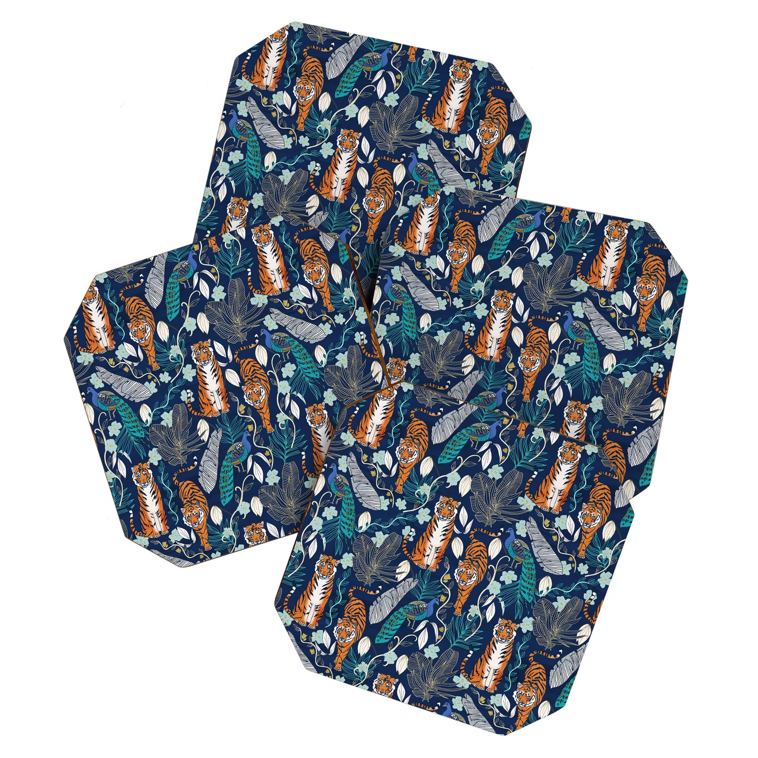 Tiger Toile on Navy Coaster Gallery Image 1