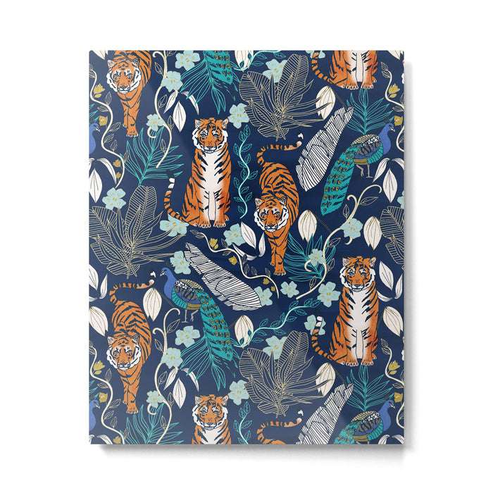 Tiger Toile on Navy Metal Print Gallery Image 1
