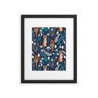 Tiger Toile on Navy Framed Art Print Gallery Image 5