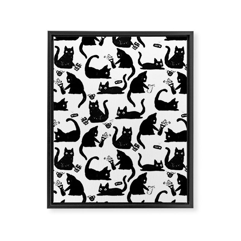 Bad Cats Knocking Stuff Over Framed Canvas Print Gallery Image 8