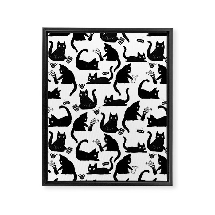 Bad Cats Knocking Stuff Over Framed Canvas Print Gallery Image 1