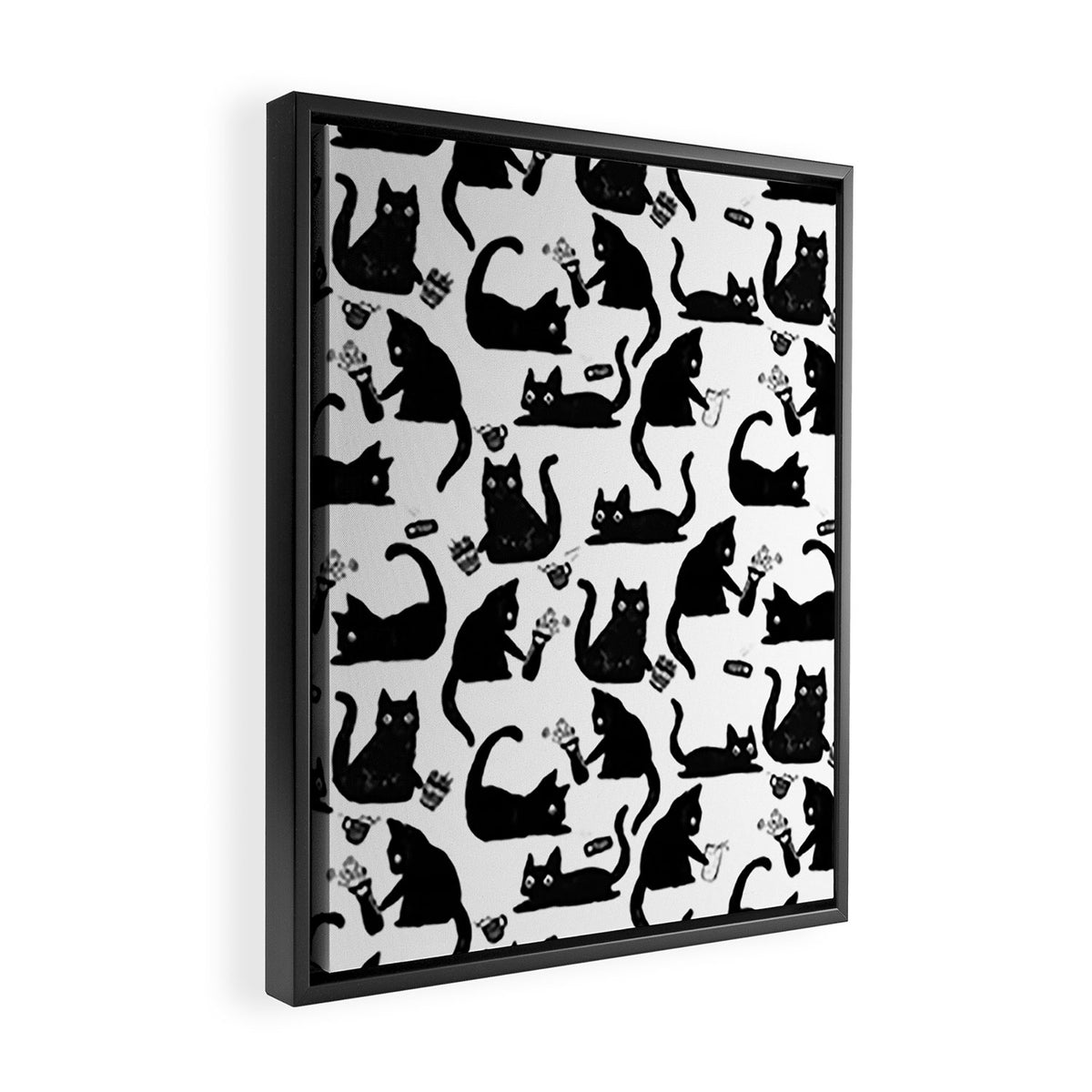 Bad Cats Knocking Stuff Over Framed Canvas Print Gallery Image 2
