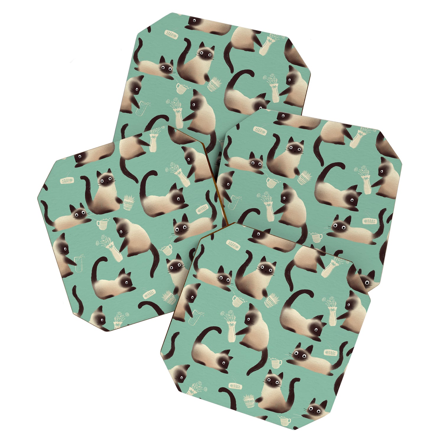 Bad Siamese Cats Knocking Stuff Over Coaster Gallery Image 1