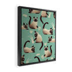 Bad Siamese Cats Knocking Stuff Over Framed Canvas Print Gallery Image 2