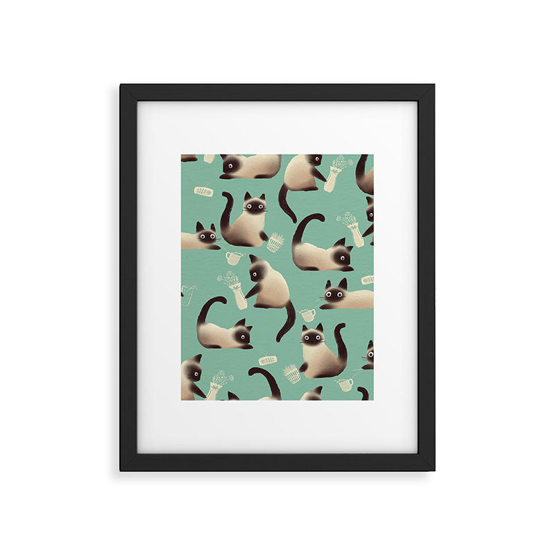 Bad Siamese Cats Knocking Stuff Over Framed Art Print Gallery Image 6
