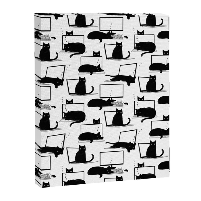 Cats Sitting on Laptops Canvas Print Gallery Image 1