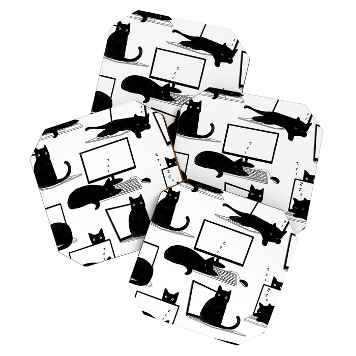 Cats Sitting on Laptops Coaster Gallery Image 1