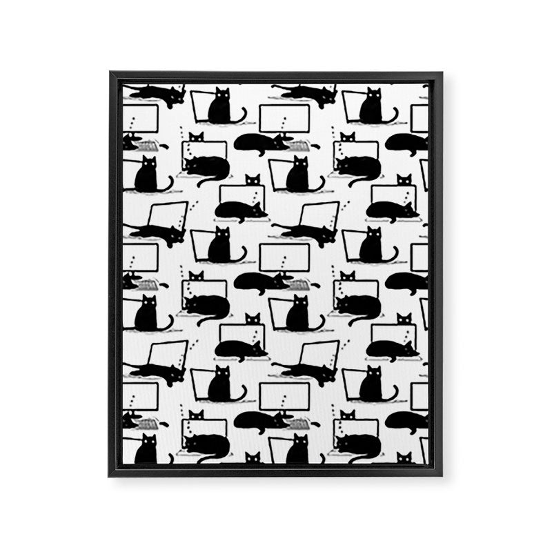 Cats Sitting on Laptops Framed Canvas Print Gallery Image 8