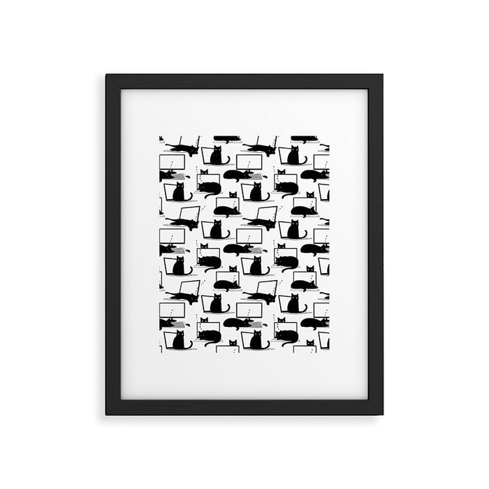 Cats Sitting on Laptops Framed Art Print Gallery Image 1
