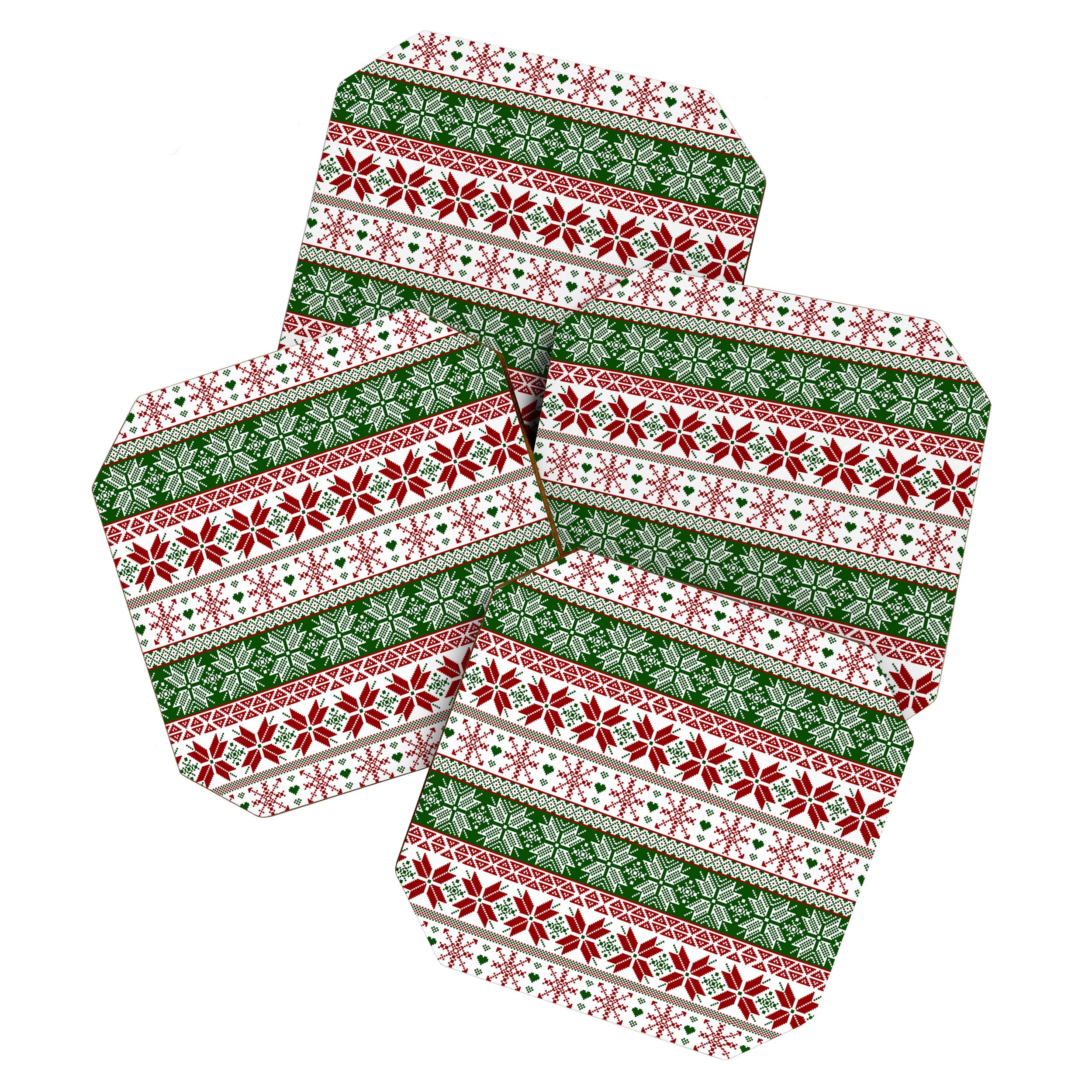 Green & Red Winter Fair Isle Coaster Gallery Image 1