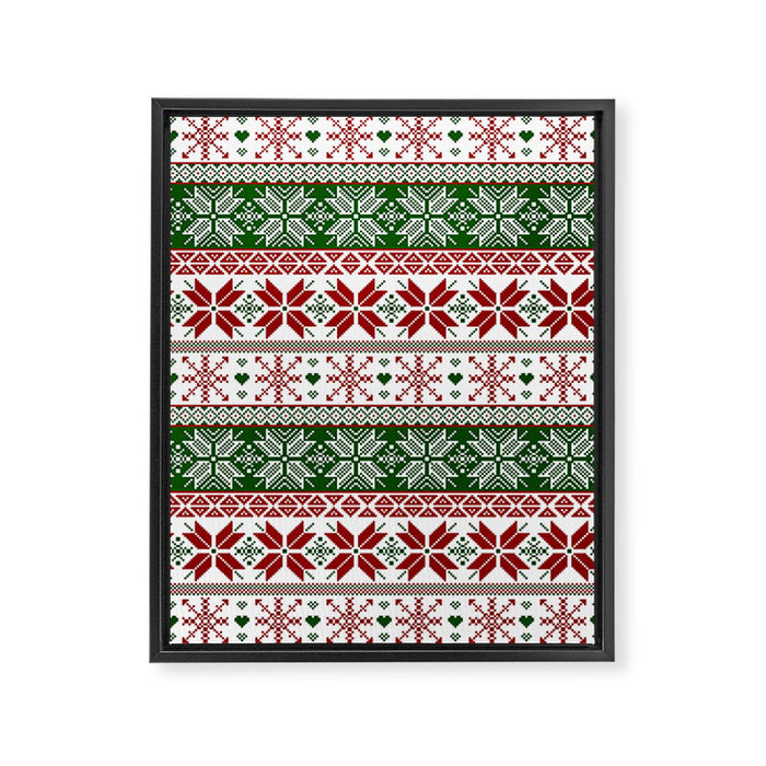 Green & Red Winter Fair Isle Framed Canvas Print Gallery Image 1