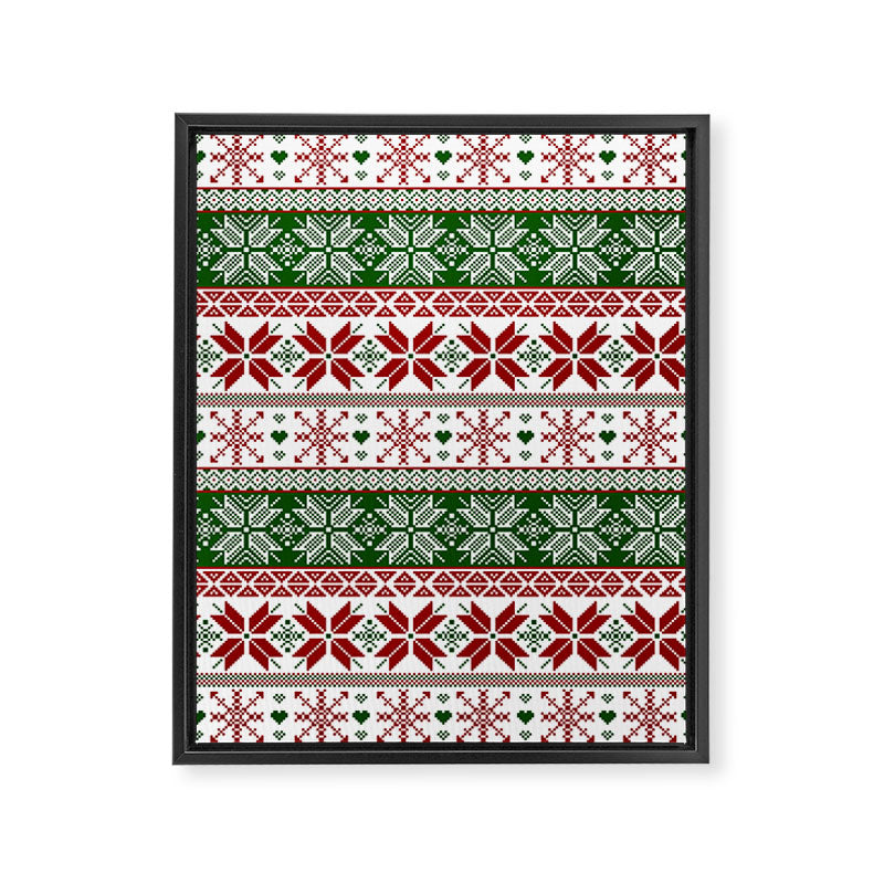 Green & Red Winter Fair Isle Framed Canvas Print Gallery Image 8