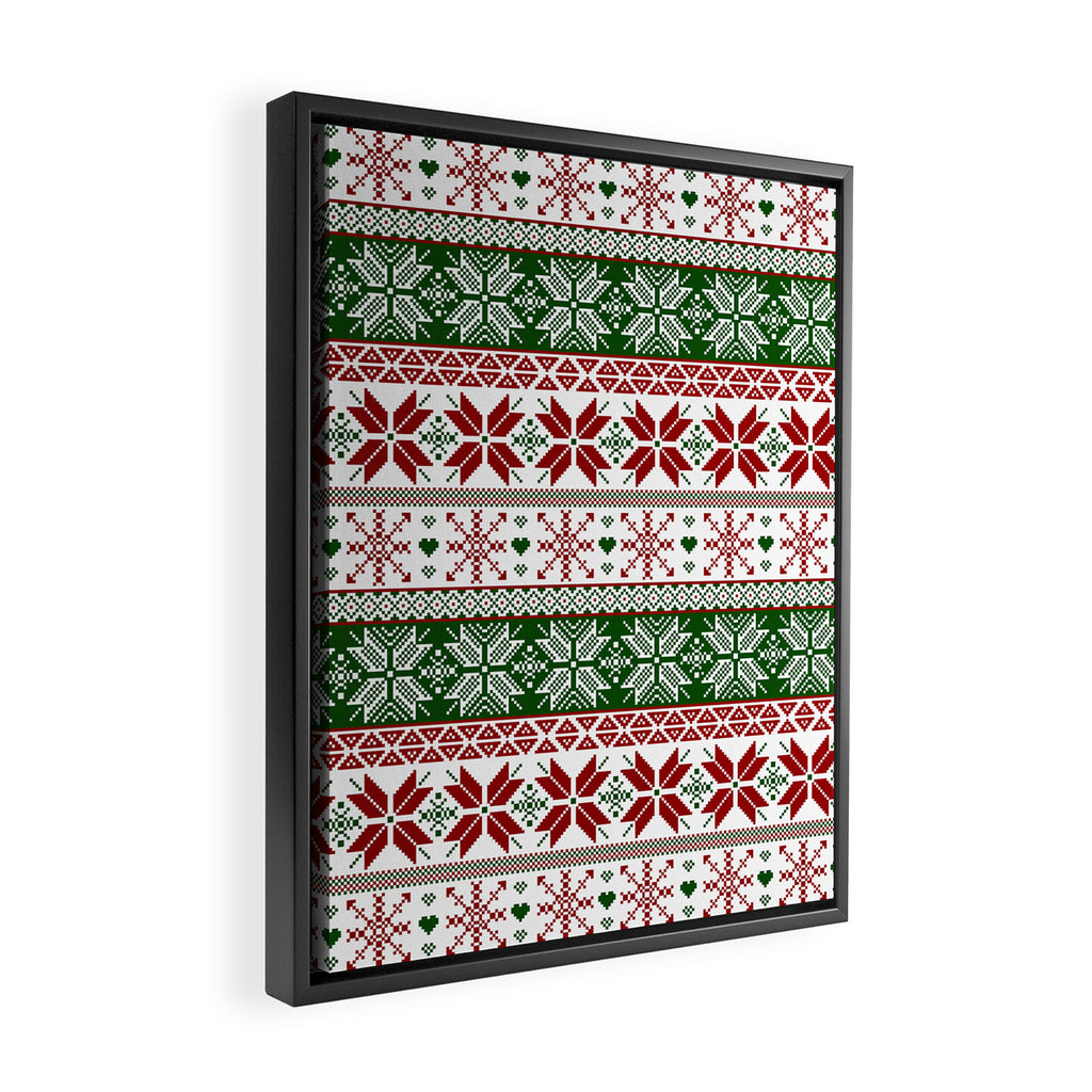 Green & Red Winter Fair Isle Framed Canvas Print Gallery Image 2