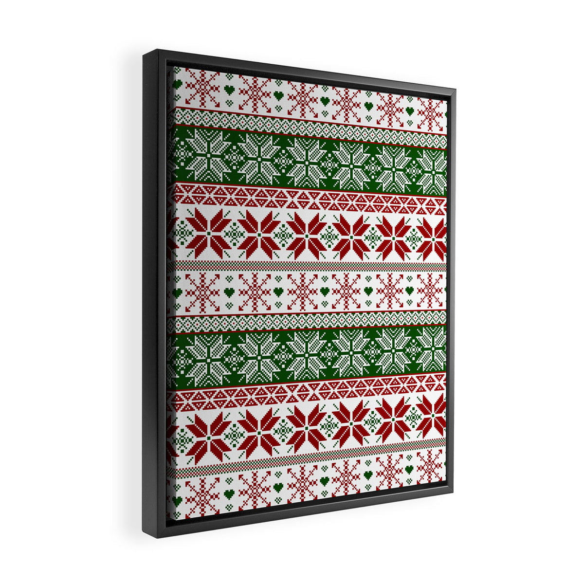 Green & Red Winter Fair Isle Framed Canvas Print Gallery Image 2