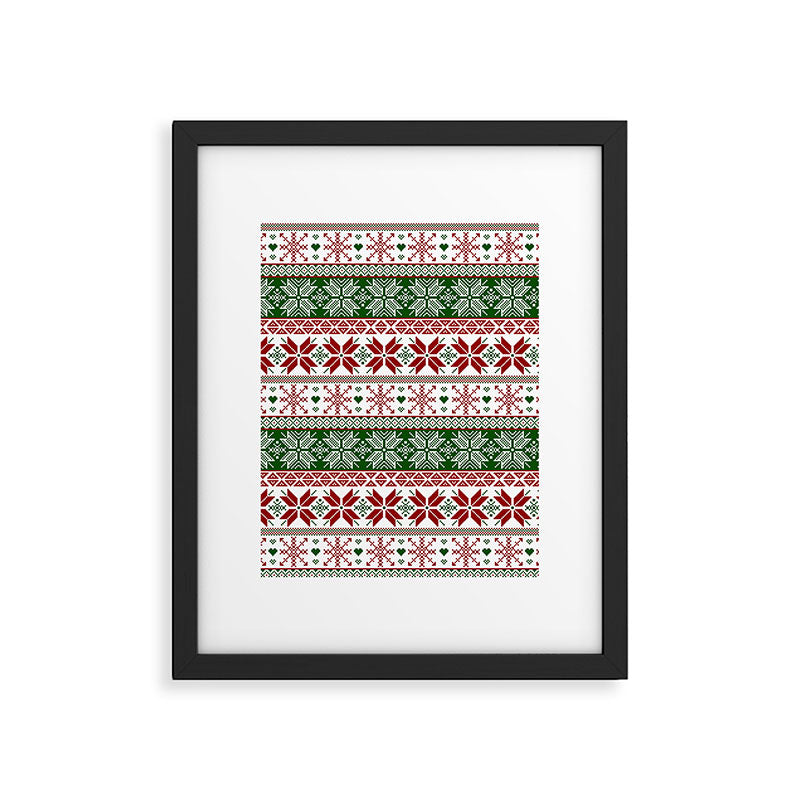 Green & Red Winter Fair Isle Framed Art Print Gallery Image 6