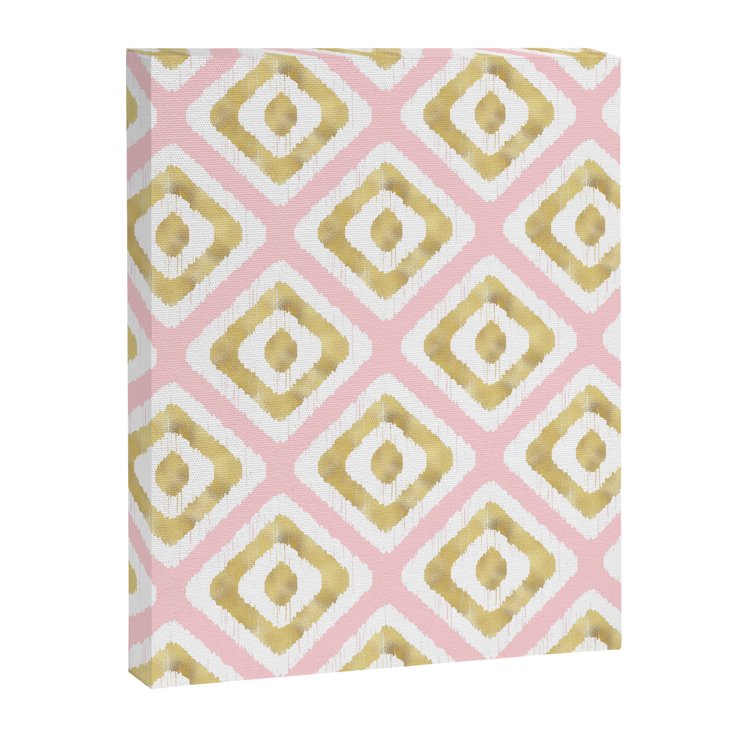 Pink & Gold Ikat Pattern Canvas Print Gallery Image 8