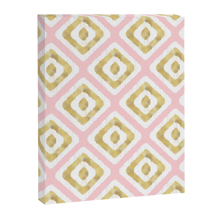 Pink & Gold Ikat Pattern Canvas Print Gallery Image 1