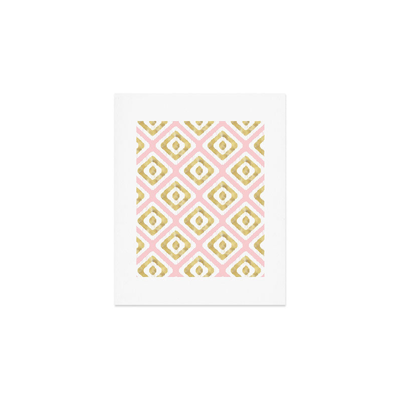 Pink & Gold Ikat Pattern Art Print Gallery Image 1