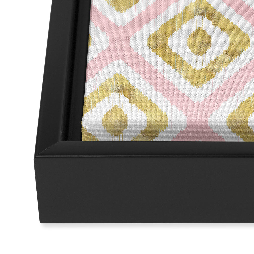Pink & Gold Ikat Pattern Framed Canvas Print Gallery Image 3