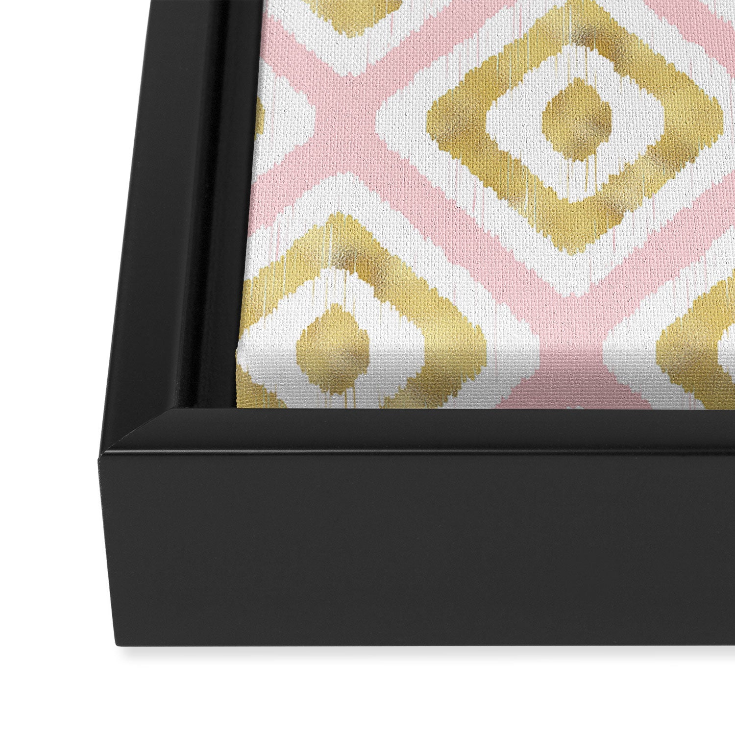 Pink & Gold Ikat Pattern Framed Canvas Print Gallery Image 3