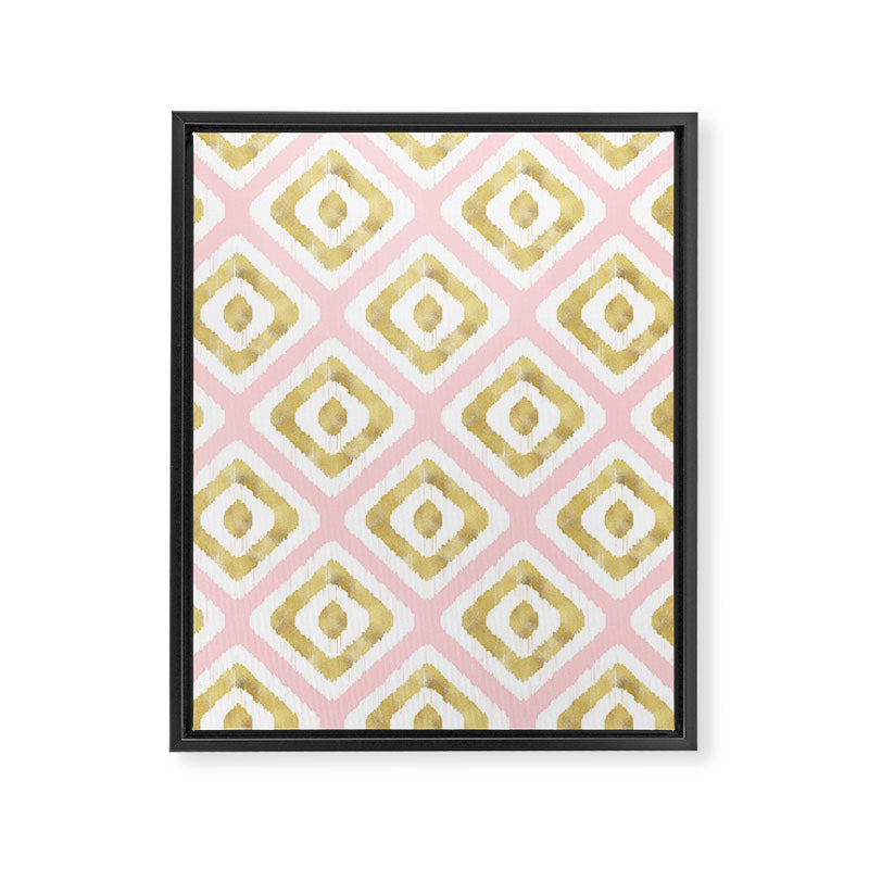 Pink & Gold Ikat Pattern Framed Canvas Print Gallery Image 8