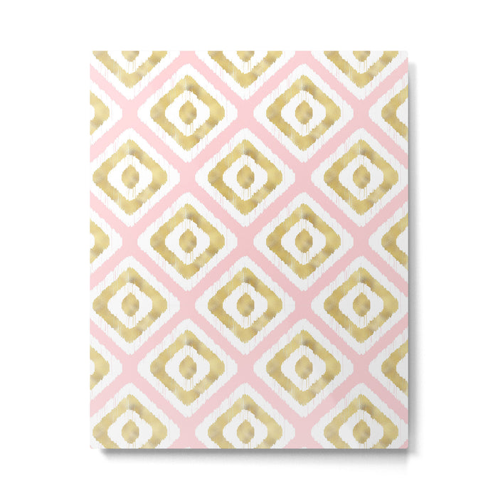 Pink & Gold Ikat Pattern Metal Print Gallery Image 1