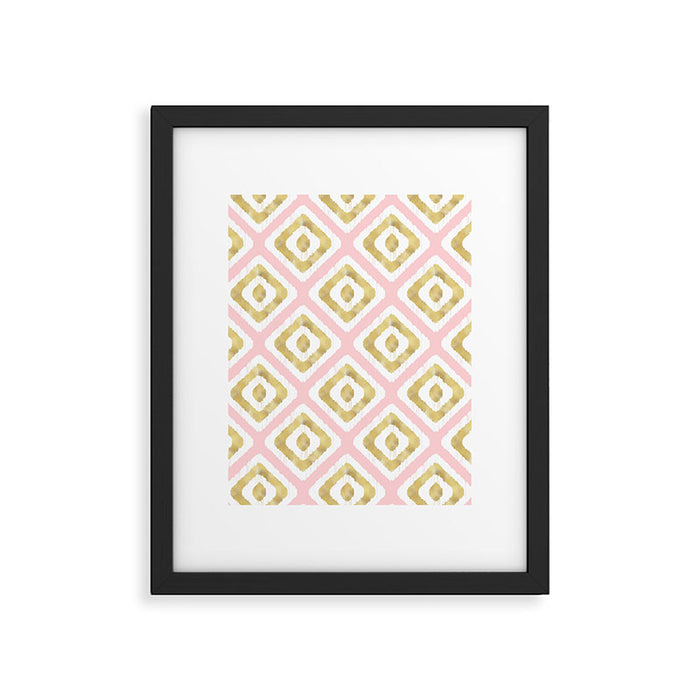 Pink & Gold Ikat Pattern Framed Art Print Gallery Image 1