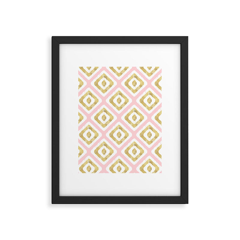 Pink & Gold Ikat Pattern Framed Art Print Gallery Image 6